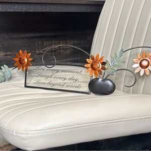 Sunflower Metal Art with Inspirational Quote Live Laugh Love 24" x 7" NWOT Glass